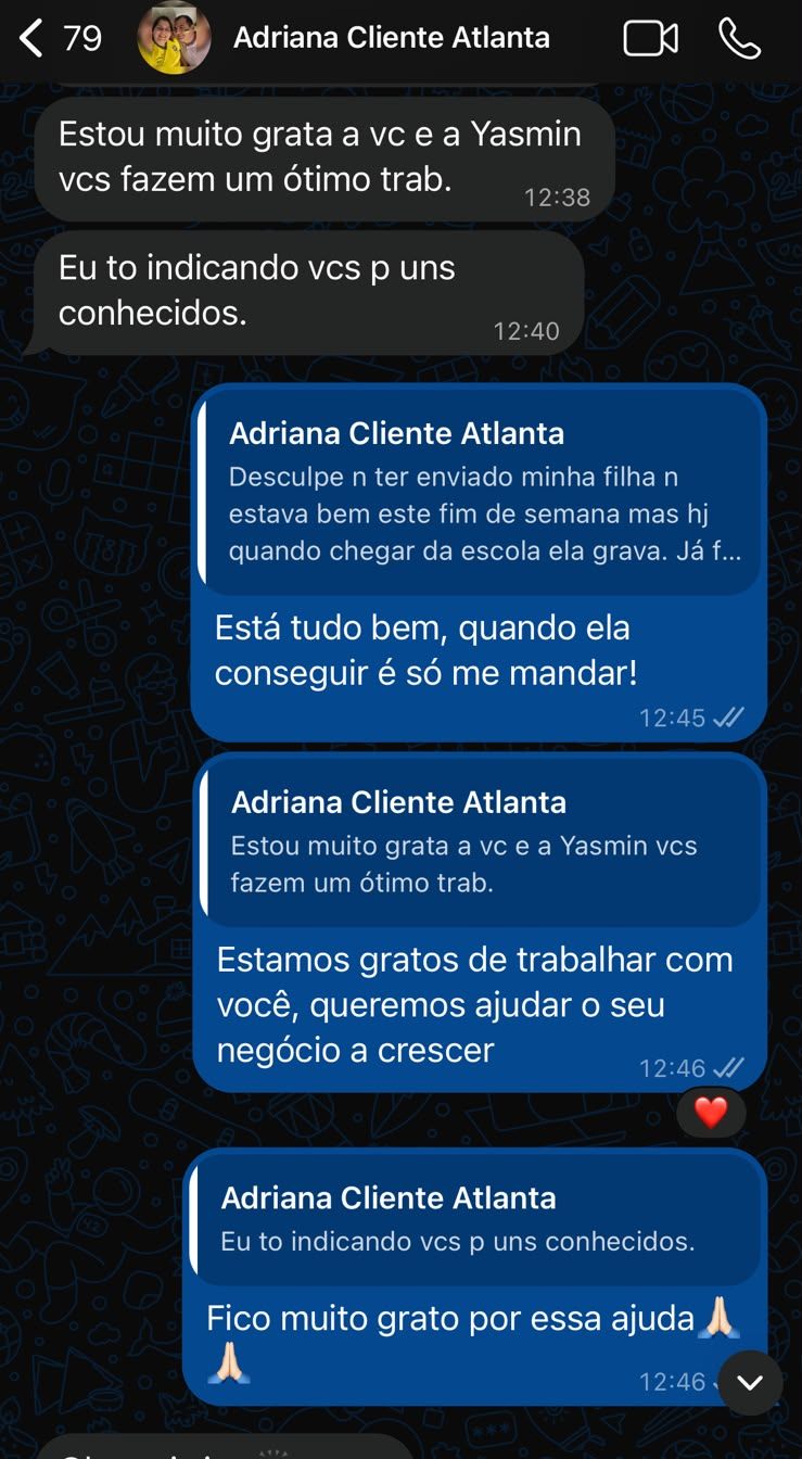 Adriana, da Euro Services Cleaning, agradecendo e indicando a Zênit
